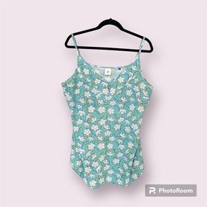 #5214 - CAbi Vine Cami- Women’s Blue/Green Floral Adjustable Lingerie-Strap Top